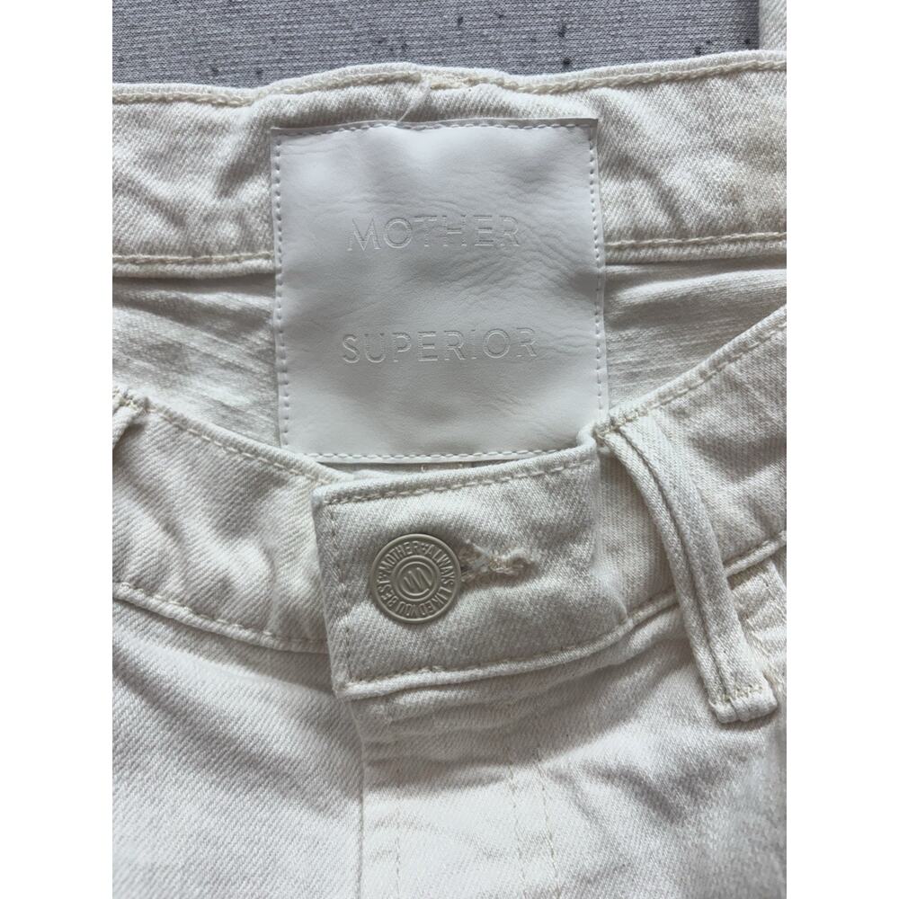MOTHER Superior The Hustler Roller Heel Jeans Cream High Rise Wide Leg 27 - Picture 2 of 5